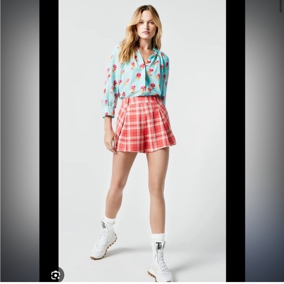 New Smythe Pleated Plaid Walking Shorts in Watermelon Plaid Red Sz 6 - Picture 3 of 12